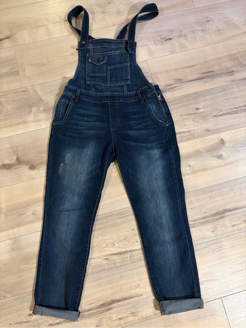 Free People Dark Blue Denim Overalls